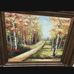 Original Oil Canvas Painting in Gorgeous Vintage Frame