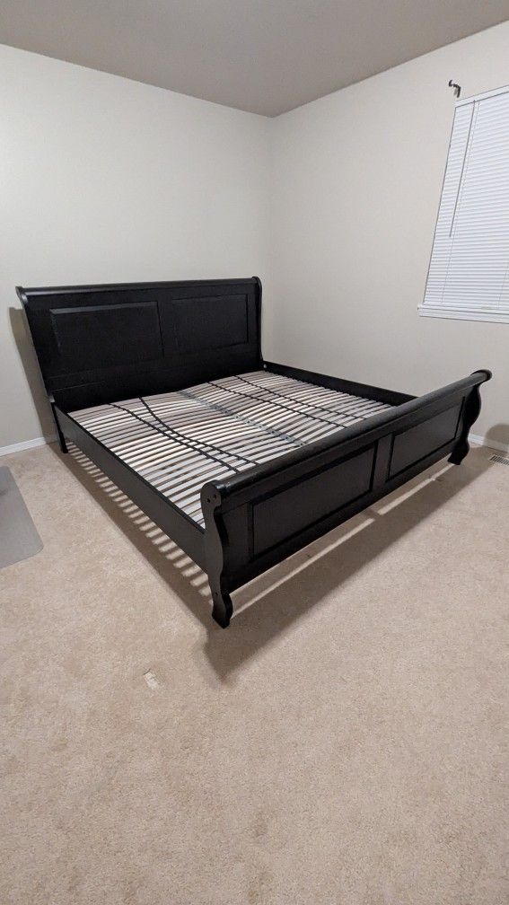 Black King Size Wooden Bed Frame