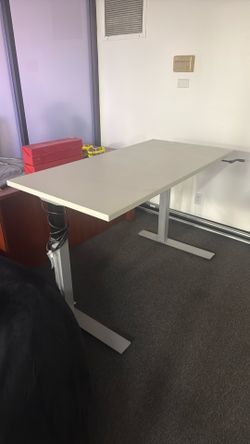 Height Adjustable Standing Desk w/ Built-In Power – Manual Sit/Stand Office Desk