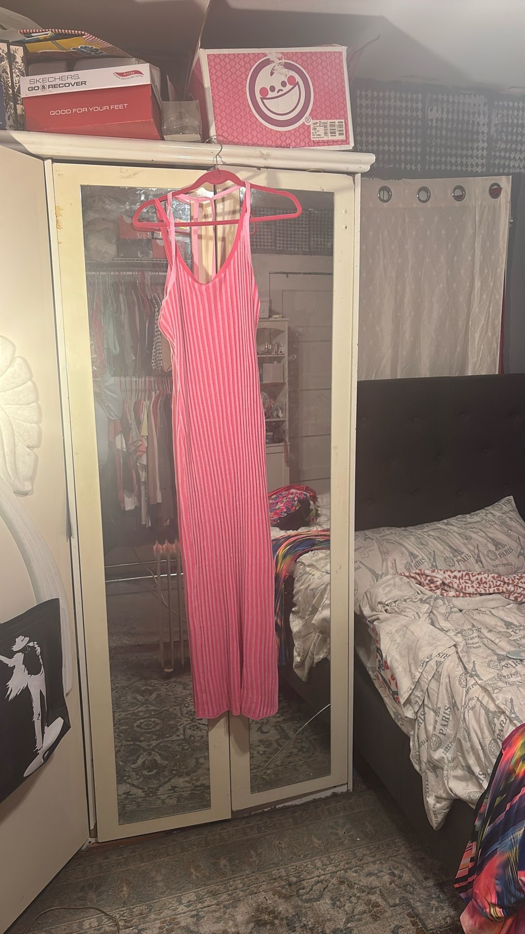 Hot Pink And Light Pink Polyester Summer Dress