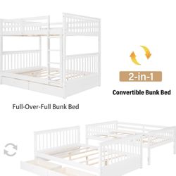 White bunk bed (both beds full)