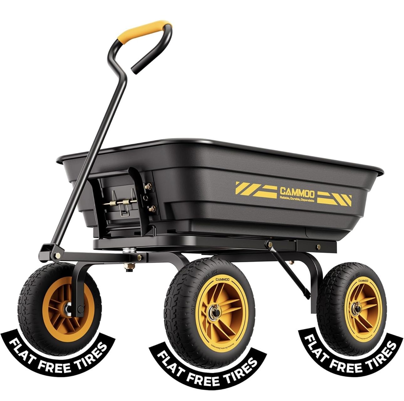 10-in NO-FLAT TIRES 600lb Heavy-Duty Garden Dump Cart