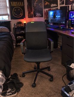 Used chair but height adjustable feature works good, rolls around good too