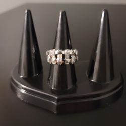 .925 Sterling Silver Basket Weave Design With Cubic Zirconia 