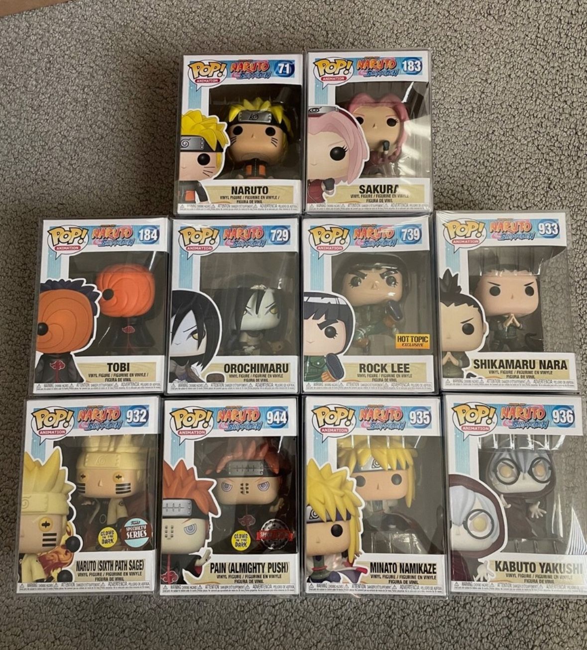 Funko Pop - Naruto - lot of 10 Naruto Sakua tobi pain rock lee orochimaru kabuto