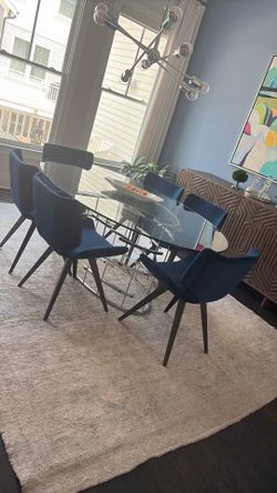 Dining table with 6 chairs mid century