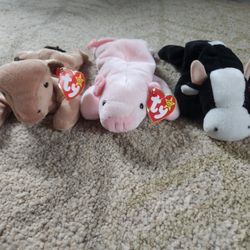 Beanie Babies - Lot of 3 Farm Animals 