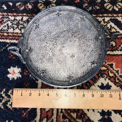 Vintage Pewter Tray Hand Hammered 