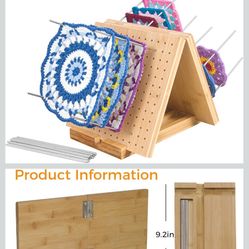 Crochet Blocking Board with Pegs & Accessories - 15.5x7.7 inch Knitting Board for Granny Square, Perfect Gift for Grandma & Mom, Complete Crochet Tool