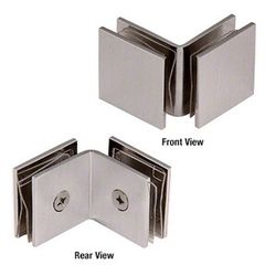 CRL Brushed Nickel Open Face 90 Degree Square Glass Clamp 