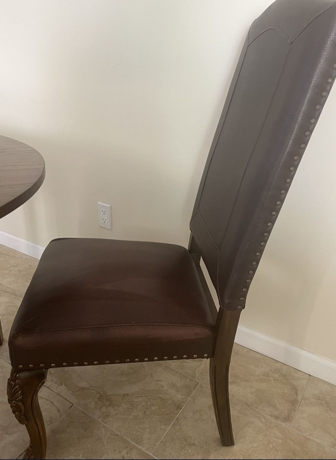 Two Brown Kitchen Dining Table Furniture Chairs