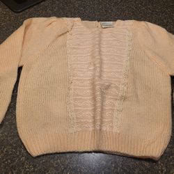 Jr Med Deb peach sweater with lacy front Lot 149