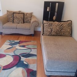 Beige/ Black Chaise and Loveseat Set