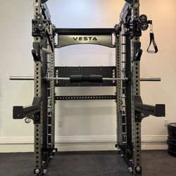 PRO SERIES Ultimate 3-1 Half Rack Functional Trainer w/Smith Machine Bar | 400lb Stack | Gym Equipment | Fitness | Commercial | Squat Rack 