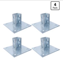 Skelang 4 Pcs Strut Post Base, 4 Holes Square Mount 6" x 6" Base for 1-5/8" Single Strut Channel