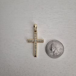 Solid 14k Diamond Cross 