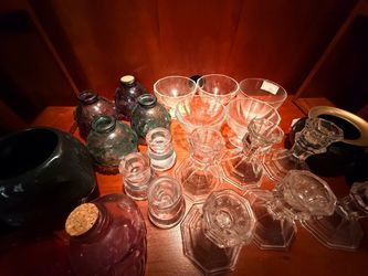 Set of Candle Holders and Glass vases