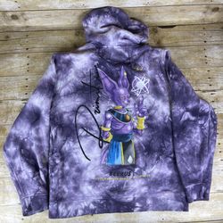 Primitive Dragonball Z Super Beerus Men's L Graphic Hoodie Purple Tie Dye Anime