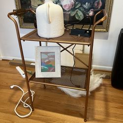 Copper Metal Bar Cart Stand End Side Table