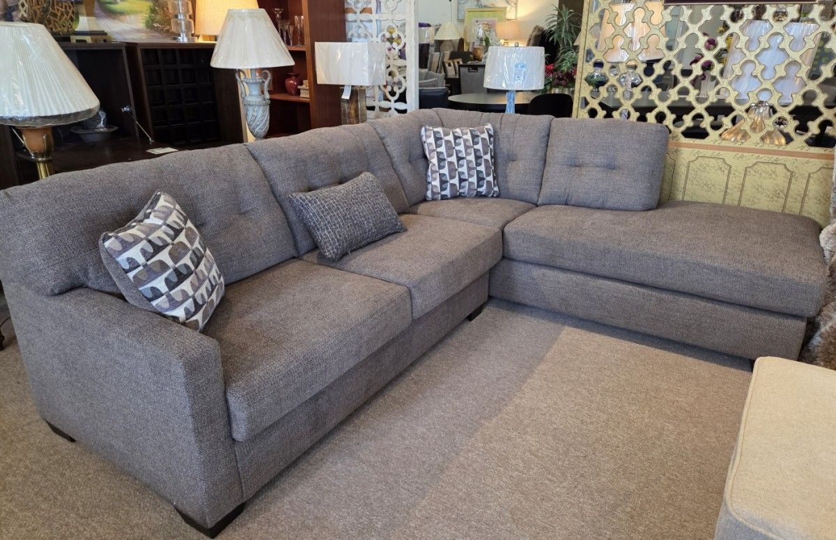 New Grey Sectional with Pillows