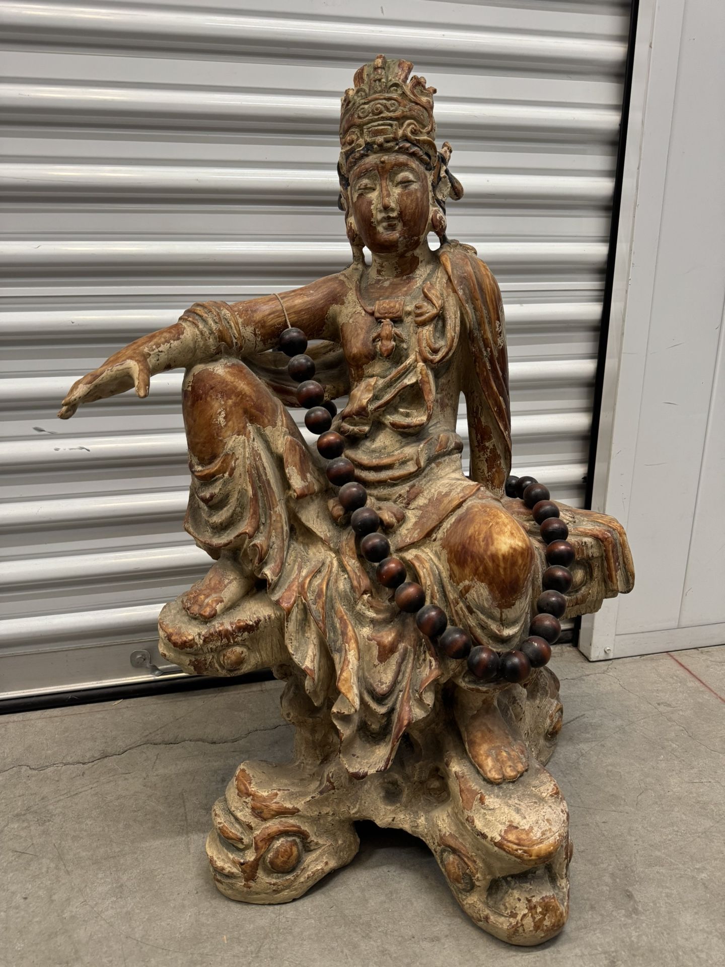 Chinese Tibetan Buddhism guanyin Buddha statue 31" Tall Made Pf Resin