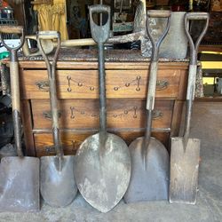 Old Collection Of Shovels All Have Makers Marks 