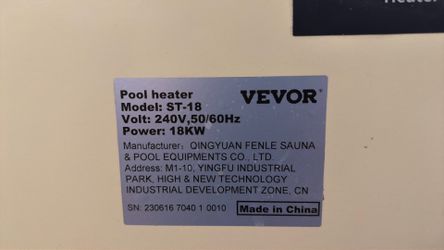 Vevor Pool heater