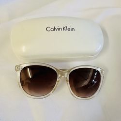 Calvin Klein Sunglasses, Brown Lens, Clear Frame