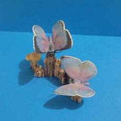 Vintage GOEBEL Germany Holly Blue Butterflies Sculpture #35007 Mushrooms- Rare.