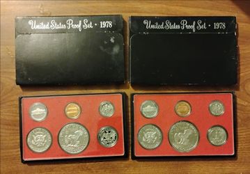 Lot of two 1978 Proof sets including Large Eisenhower Dollar coins