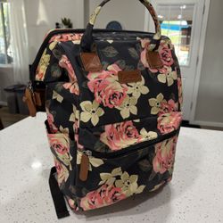 Lokass Floral Backpack/Diaper Bag – Large Capacity