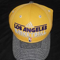NBA Los Angeles Lakers Adidas Official Practice Graphic Velcroback Cap Hat
