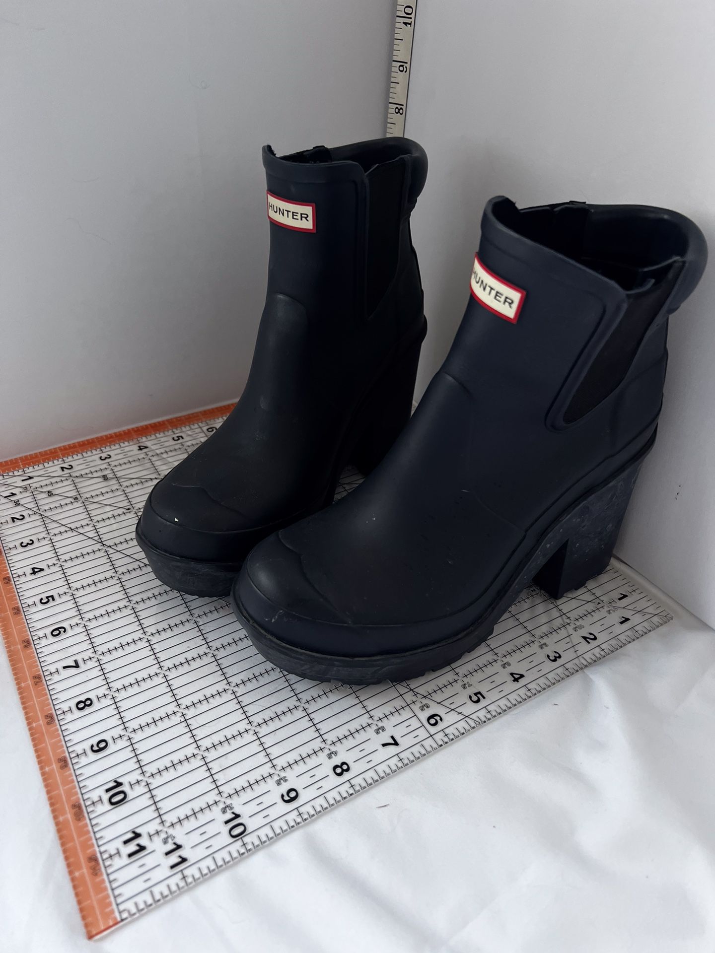 Hunter Original Chunky Platform Heeled Boots Color BLUE Size US 6