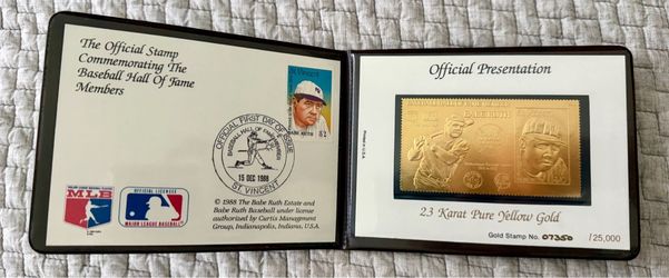 Babe Ruth Hall of fame 23karat Gold stamp