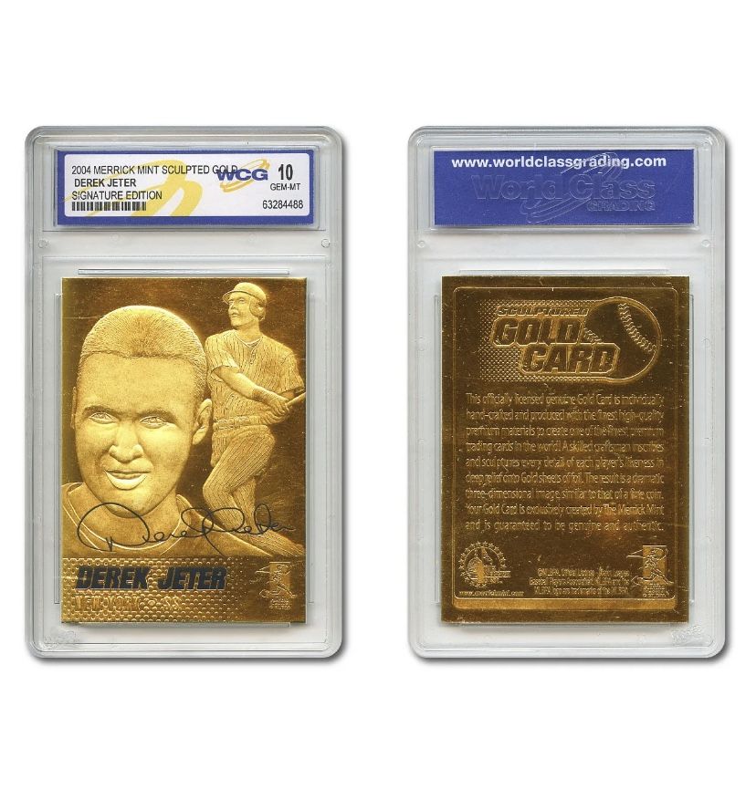 DEREK JETER Yankees Gold SIGNATURE 23K GOLD Sculptured Card - Graded GEM-MINT 10