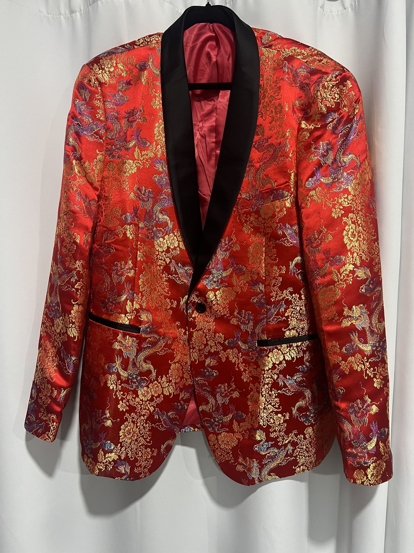 Red Chinese Suit Jacket Large