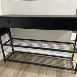 Side Table With Outlets And USB Ports 