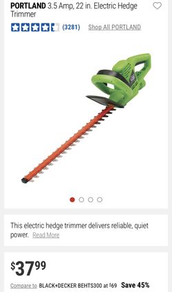 PORTLAND 3.5 Amp, 22 in. Electric Hedge Trimmer
