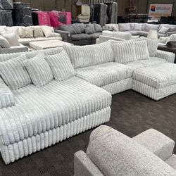 White Grey Teddy Soft Yeti Couch 