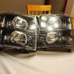 07-13 Silverado Headlights Housing Black Clear Lenses Complete NEW Para las 1(contact info removed) 3500