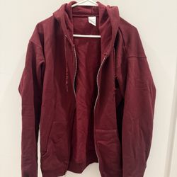 Hanes Maroon Full-Zip Hoodie