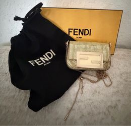 Fendi Crystal Vitello Laminato Nano Baguette