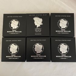2021 MORGAN & PEACE SET OF 6 COINS