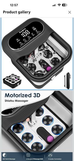 Ranjova Collapsible Foot Spa Electric Rotary Massage, Foot Bath with Heat, Bubble,Temp Control, and 24 Motorized Shiatsu Massage Balls, Pedicure Foot 