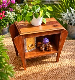 Vintage Solid Wood Accent Table | Art Deco / Waterfall Style End Table