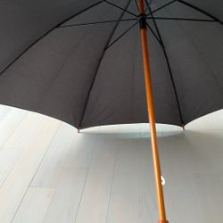 Umbrella - Black, Wood Handle, LaSalle Logo