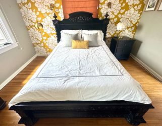 Restoration Hardware French Empire Panel Bed – Queen Size - Antiqued Black