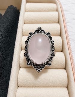 Rose quartz ring adjustable