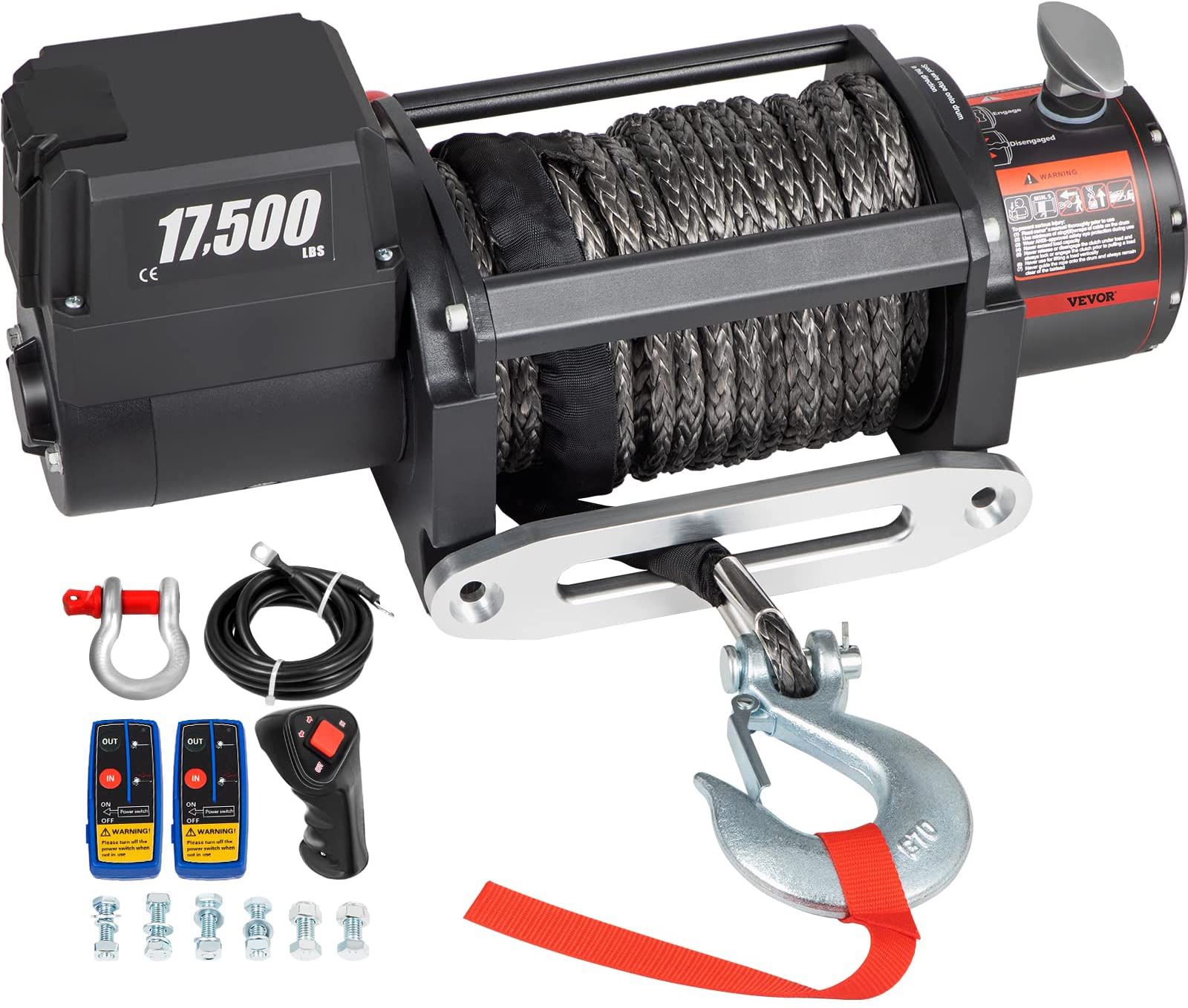 17,500 Lb Truck Winch With Synthetic Rope 