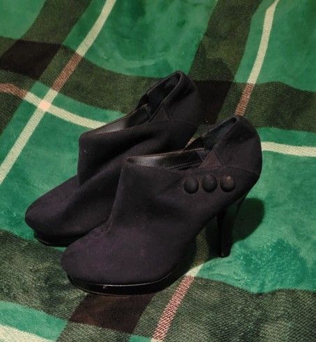 WOMENS M.P.S SUEDE ANKLE BOOT HIGH HEEL STILETTO NAVY BLUE SIZE 6.5